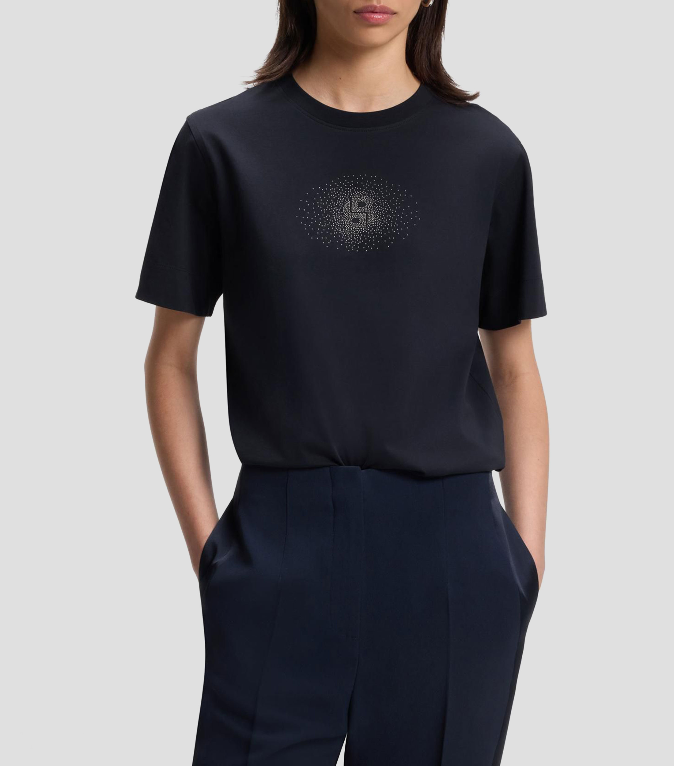 Playera regular de algodón con bordado del monograma Double B Mujer